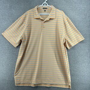 Peter Millar Summer Comfort Golf Polo Shirt Men Size XLT Peach Blur Stripe